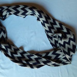 Chevron Navy & Cream Infinity Scarf